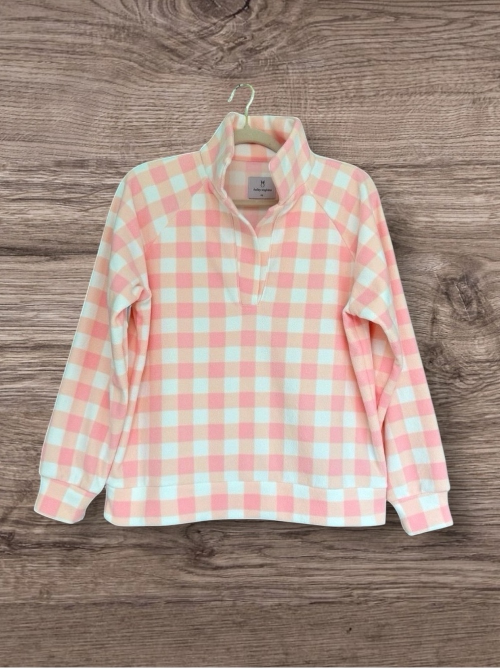 Dudley Stephens Ingrid Pullover First Blush Gingham Terry Fleece XS NWT